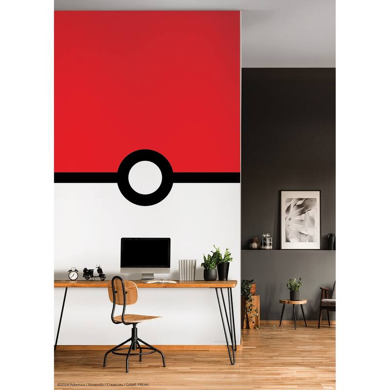 RoomMates Pokémon Pokeball Red and White Peel and Stick Mural
