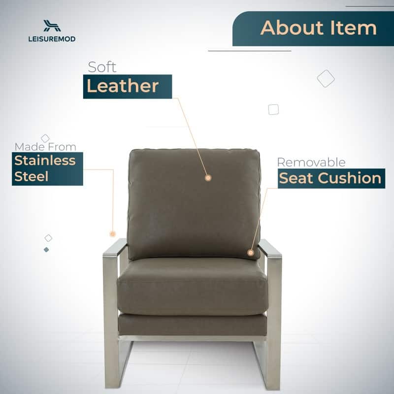 Jefferson Modern Velvet Accent Chair with Brushed Silver Frame, Plush Cushions, and Scratch-Resistant for Home or Office - 29.2