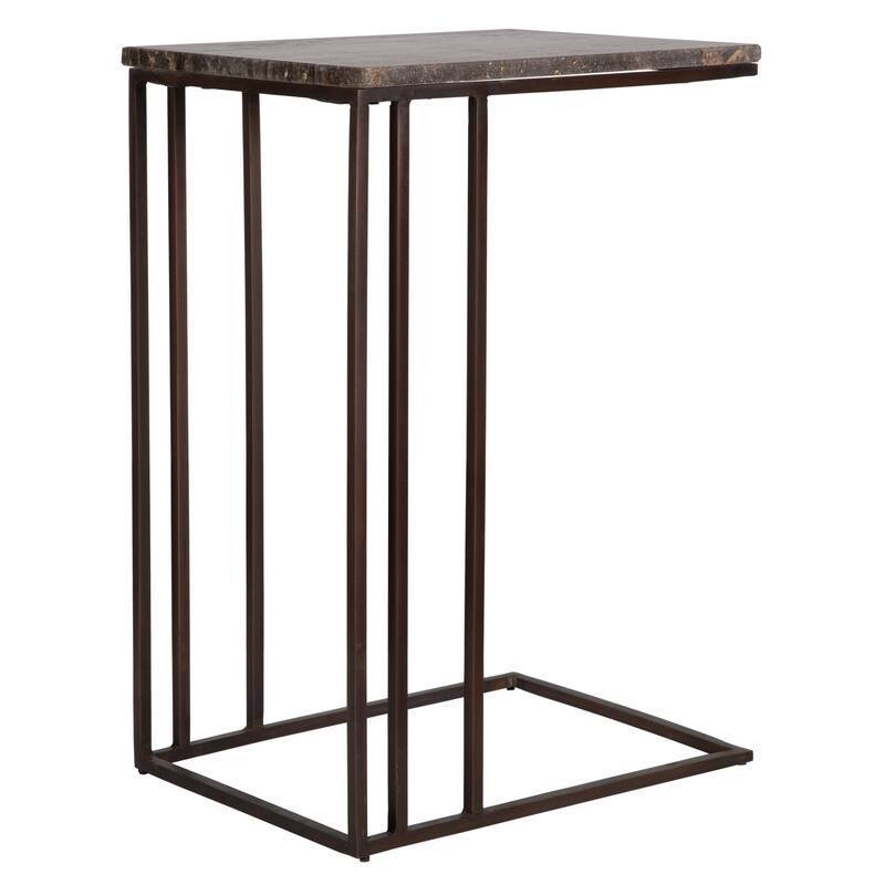 Rectangular Travertine Top Accent End Table - 23"