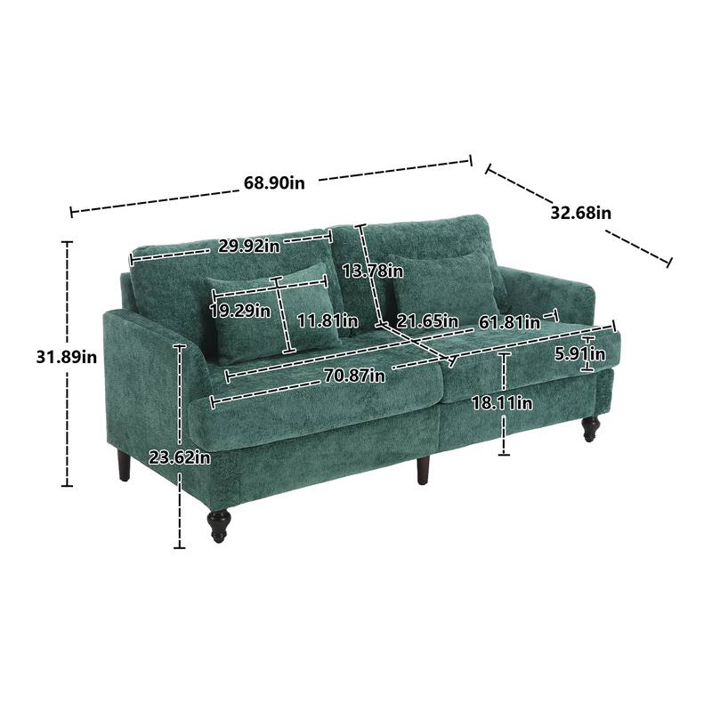 Modern chenille Fabric Loveseat