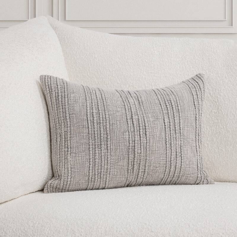 Villa by Classic Home Hannah 100% Cotton 22" Throw Pillow - Grey - 14x20