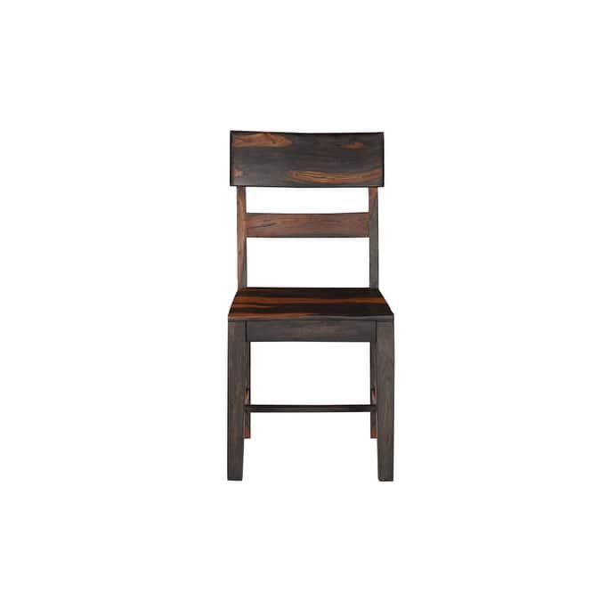 HomeRoots Set of Two Dark Brown Solid Wood Ladder Back Dining Side Chairs - 18.00 in. x 36.00 in. x 18.00 in.