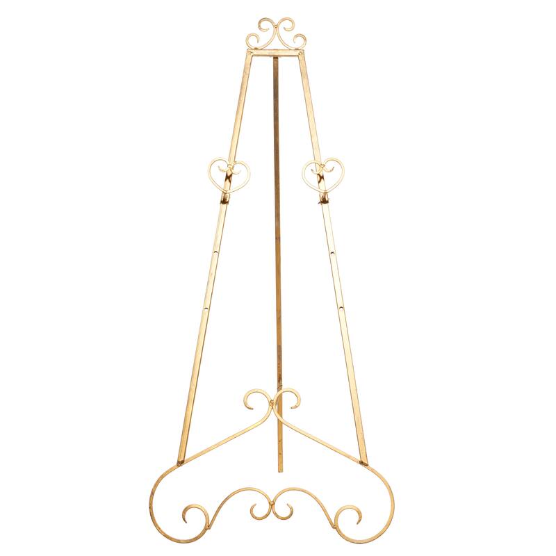 Gold Metal Large Adjustable 3 Tier Scroll Display Easel with Chain Support