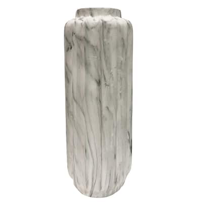 Trevi Floor Vase- Small - White Marble Finish on Resin