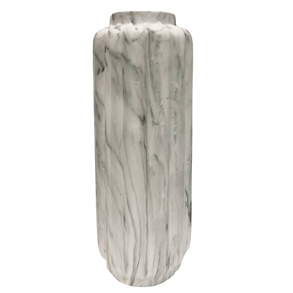 Trevi Floor Vase- Small - White Marble Finish on Resin