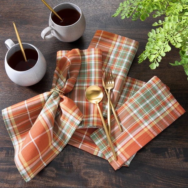 slide 2 of 3, Hawley Plaid Harvest Napkins, Set of 8 Set of 8