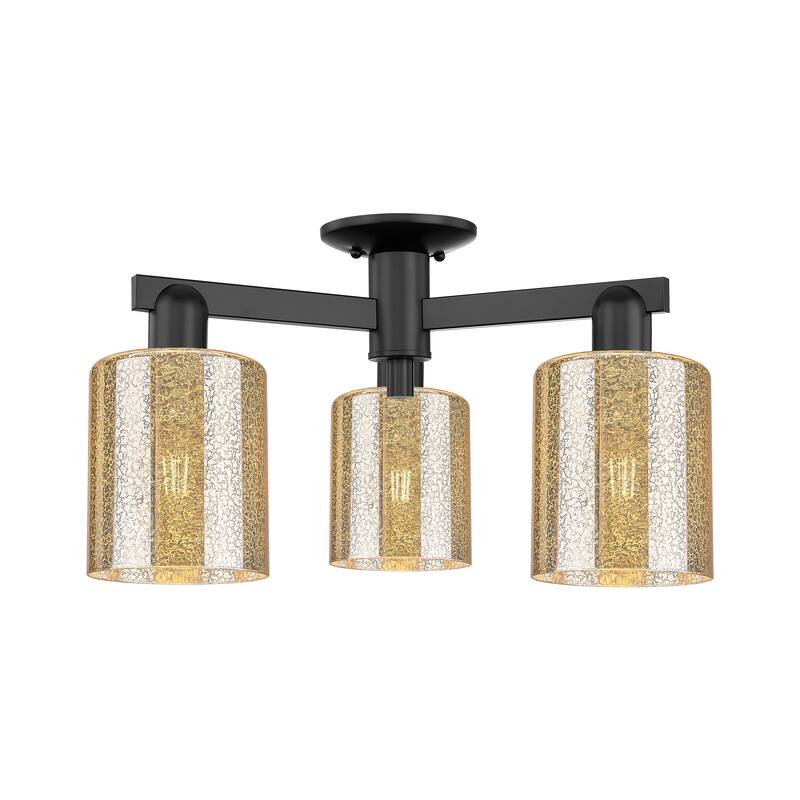 Innovations Lighting Endless Possibilities Arcadia - Cobbleskill - 3 Light 23" Semi-Flush Mount - Mercury/Matte Black