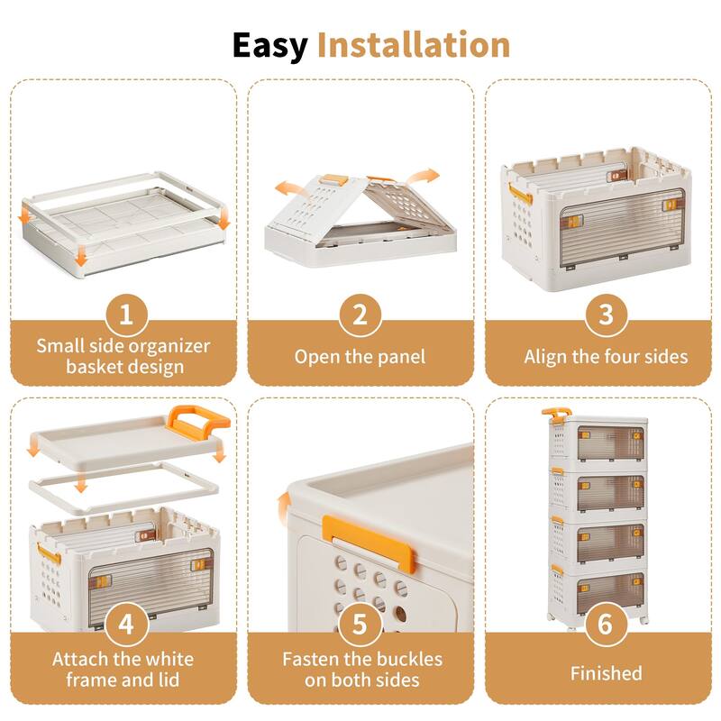 VECELO Collapsible Storage Bins with Lids, 3/4-Tier Stackable Storage Bins Closet Organizers and Containers for Home & Office