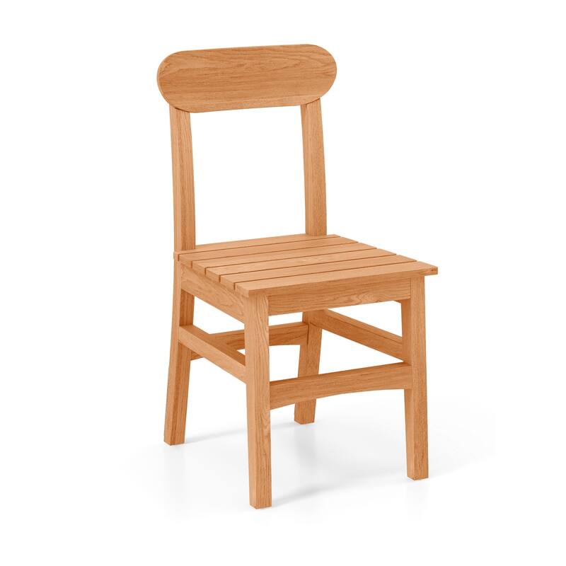 Costway 1/2 PCS Patio Teak Wood Chair Wooden Armless Dining Chair - 1 PCS