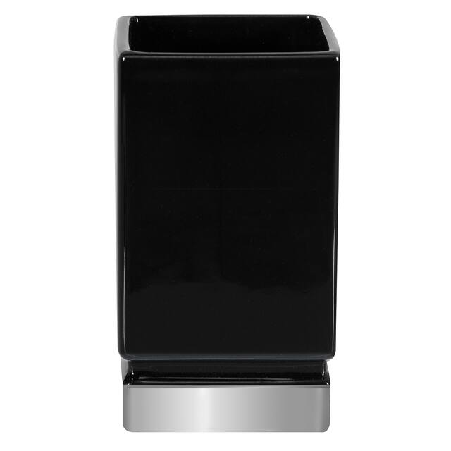 3-Piece Countertop Accessories Set Spirella Roma Black And Silver Stoneware
