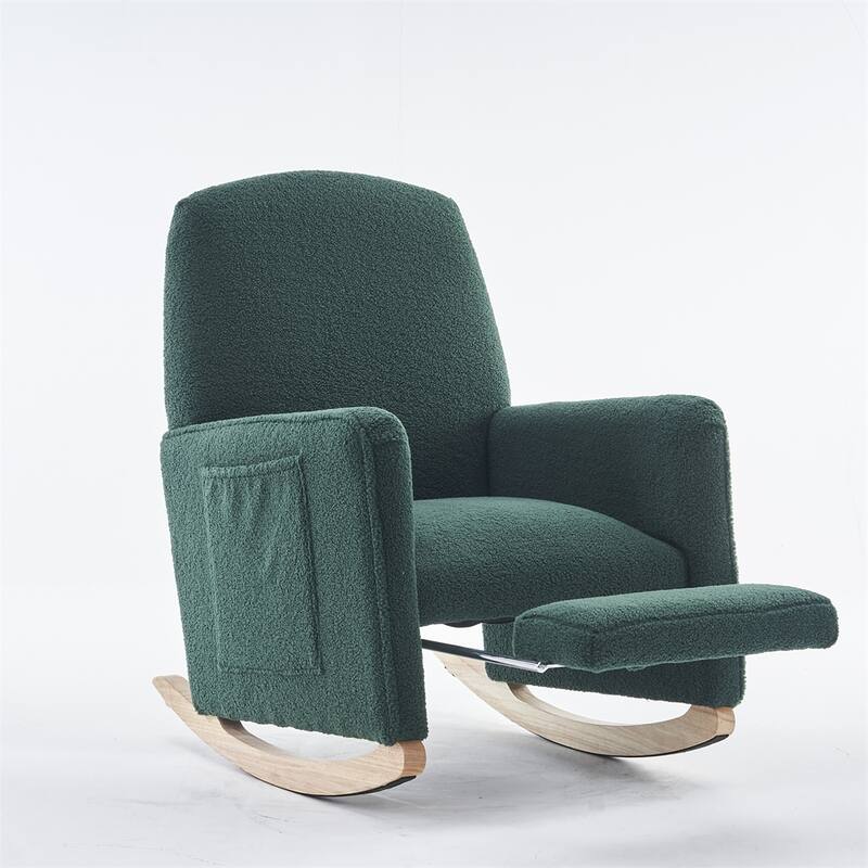 Teddy Fabric Rocking Chair With Adjustable Footrest