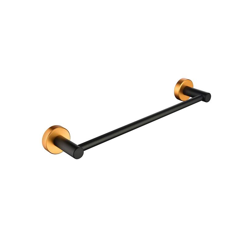6 Piece Wall Mount Bathroom Towel Rack Set In Matte Black Gold Accent - Gold+Matte Black - Gold+Matte Black