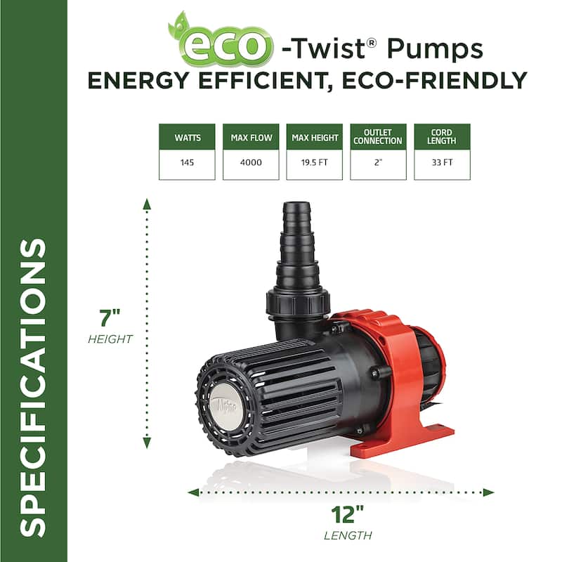 Alpine Corporation Eco-Twist Energy-Saving Pump with 33' Cord