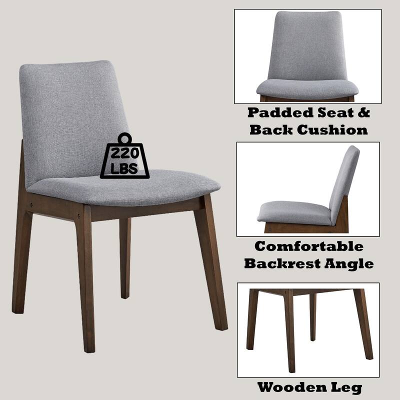 Kaela Light Gray Fabric & Walnut Finish Side Chair(Set of 2)