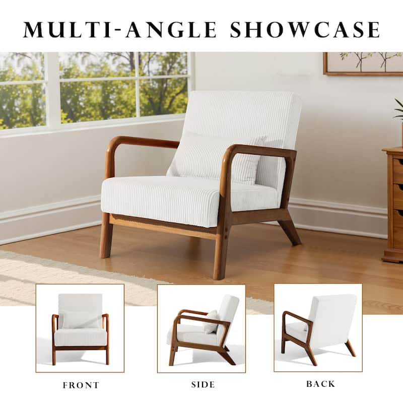 Mid-Century Upholstered Accent Chair with Wood Frame