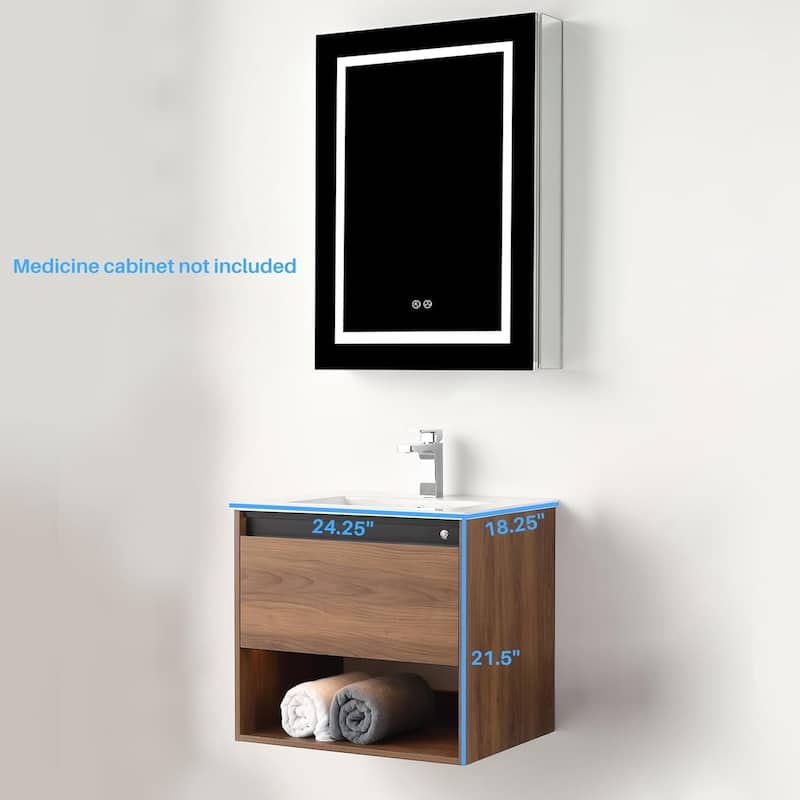 Blossom Bergen Wall Mounted Floating Bathroom Vanity with Sink