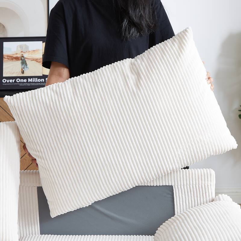 65" Corduroy 2-Seater Sleeper Sofa, 3-in-1 with Storage and Side Pocket