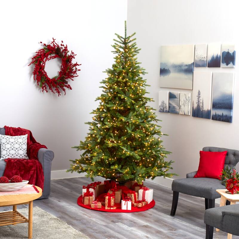 8ft. Spruce Artificial Christmas Tree with 650 Clear Lights and 1303 Branches - Stunning Holiday X-Mas Centerpiece