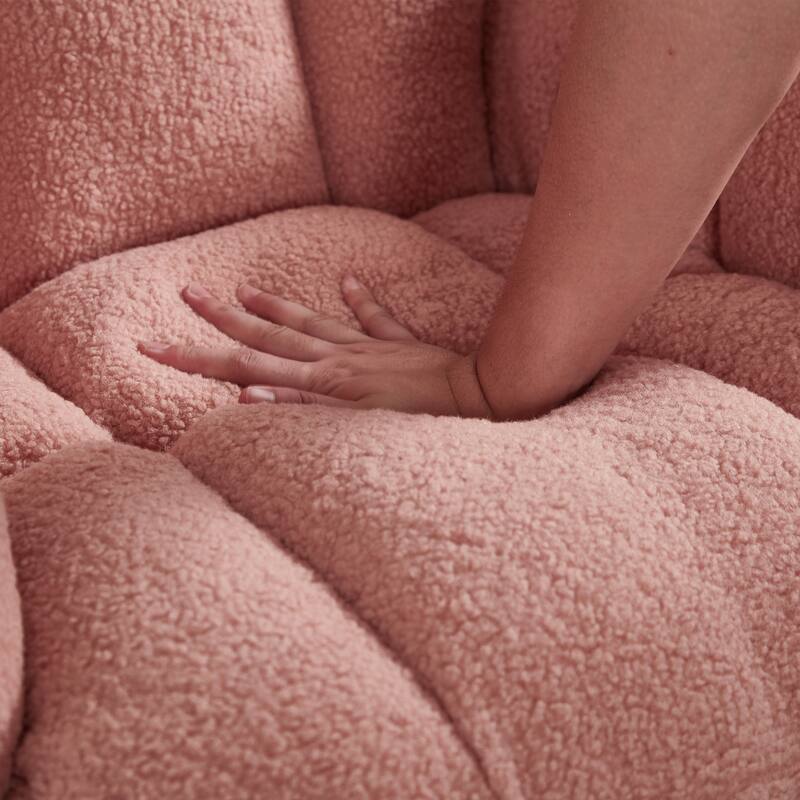 Reading Chair Rocking Chair with Wood Legs, Rustic Side Chair Office Chair Coffee Chair Pink Accent Chair