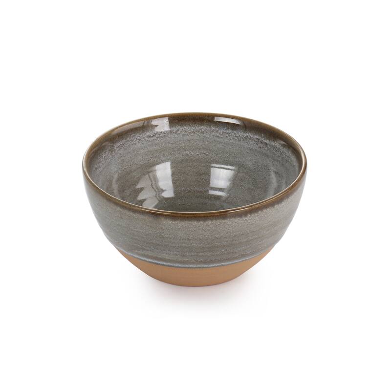 12 Piece Round Earthenware Dinnerware Set in Gray