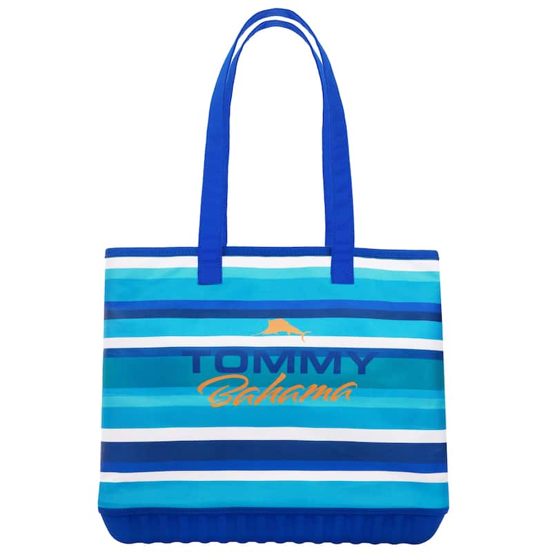 Tommy Bahama Water-Repellent Tote with Pouch - Ocean Stripe Print