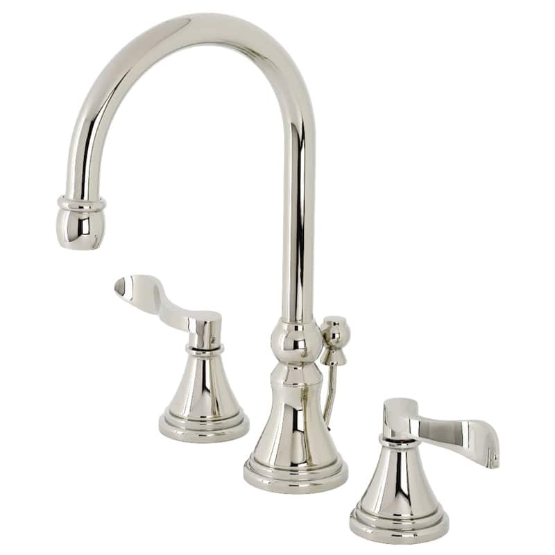 Kingston Brass NuFrench 1.2 GPM Deck Mounted Widespread Bathroom - Polished Nickel