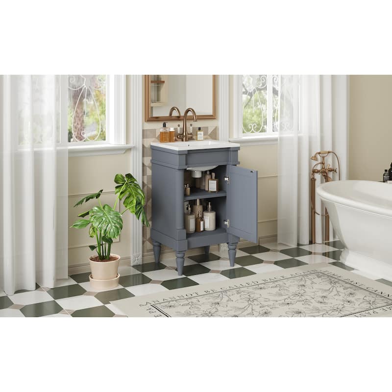 18-Inch Vanity With Sink,Storage Cabinet With Door,Freestanding Cabinet,Single Sink Cabinet With Adjustable Shelf