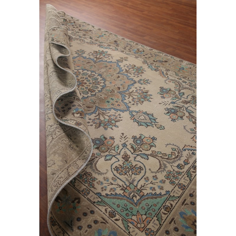 Traditional Tabriz Persian Vintage Area Rug Hand-knotted Wool Carpet - 6'6" x 9'8"