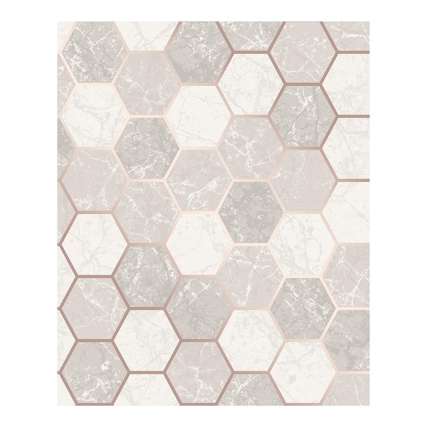 Margaret Rose Gold Marble Hexagon Wallpaper - 20.5 x 396 x 0.025. Opens flyout.