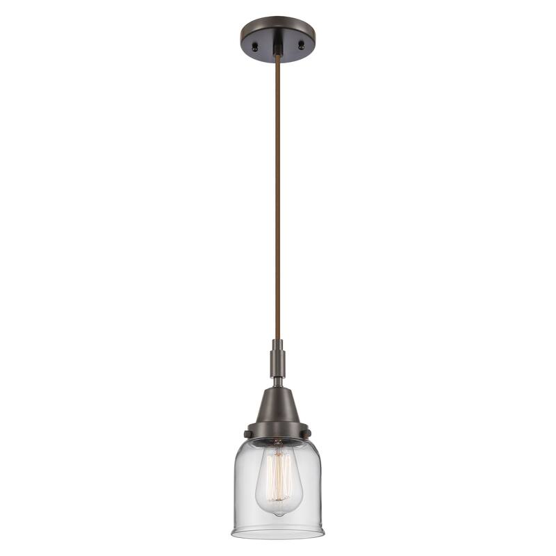 Innovations Lighting Downtown Urban - Caden Bell - 1 Light 5" Cord Hung Mini Pendant - Clear Shade/Oil Rubbed Bronze