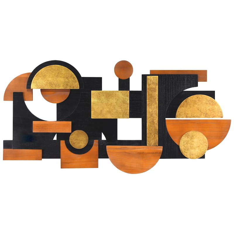 "Amber Embraces" Hand Made & Hand Finished Dimensional Solid Paulownia Wood Abstracts Wall Art