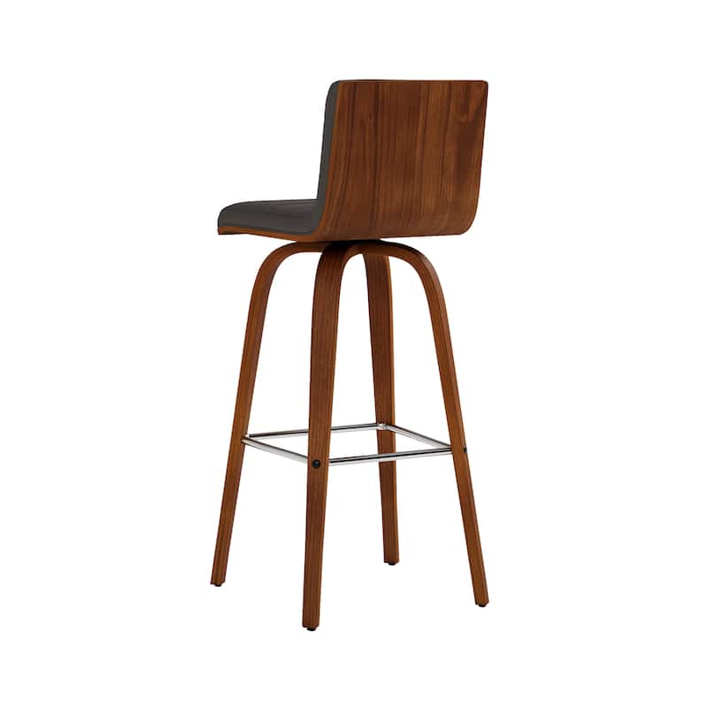 Skara Swivel Bar Stool, Upholstered Bar Height Chair with Bentwood Frame
