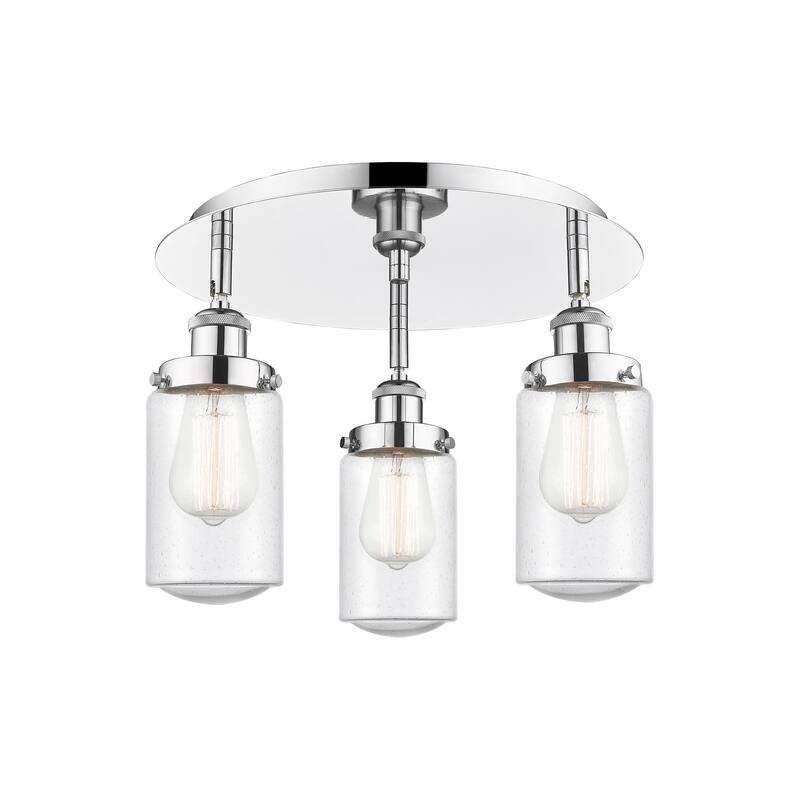 Innovations Lighting Dover - 3 Light 16" Flush Mount - Polished Chrome/Seedy
