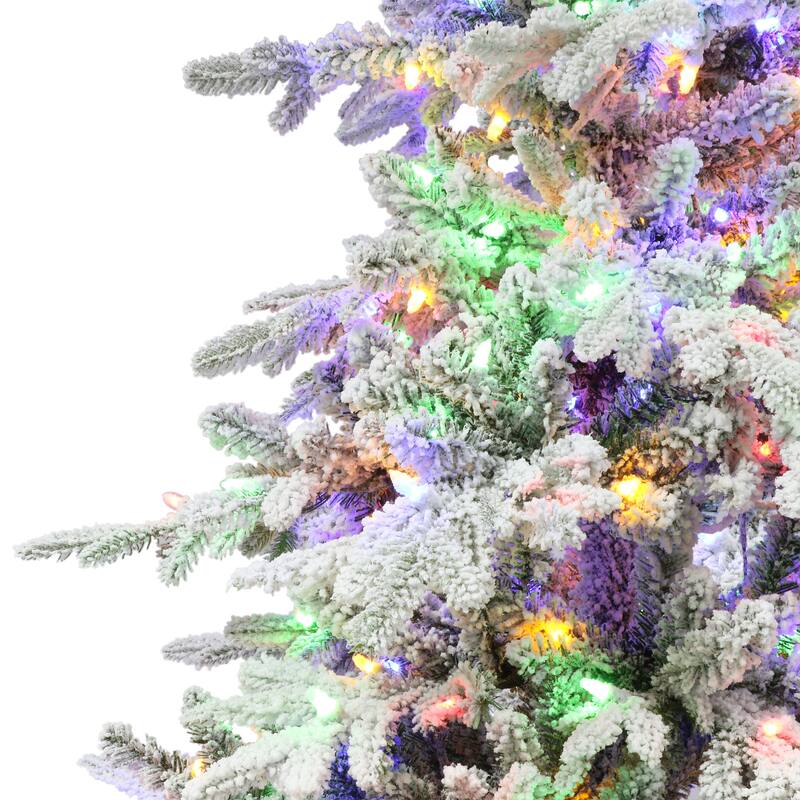 Puleo International 7.5 ft. Pre-lit Flocked Utah Fir Artificial Christmas Tree - 7