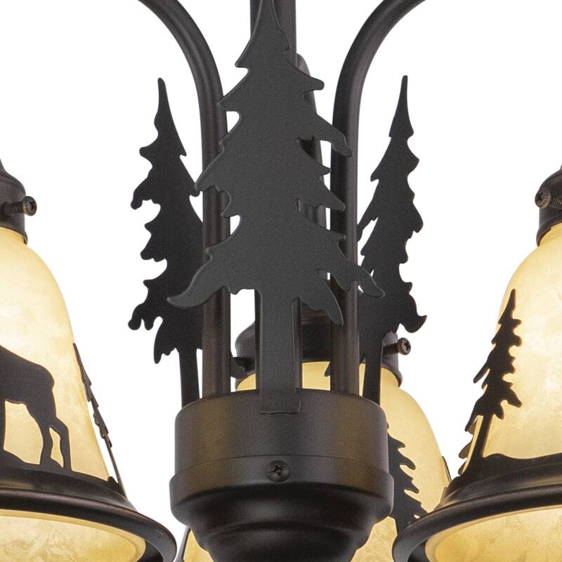 Chandelier - 3 Light Mini Chandelier Bronze Fan Light Kit - Lodge Cabin Lighting - 10.5