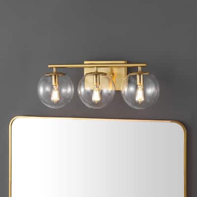 SAFAVIEH Lighting Charlene 3-light 20-inch Glass Orb Wall Sconce (LED Bulbs Included) - 7.5 in. W x 20 in. D x 7.8 in. H