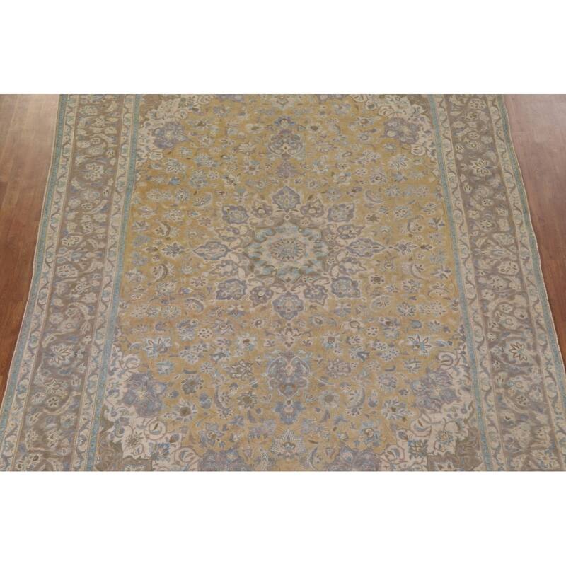 Hand Knotted Oriental 100% Wool Carpet Traditional Floral Yellow & Gold Najafabad Area Rug - 12' 10'' X 9' 3''