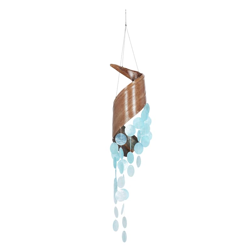 Shell Spiral Waterfall Windchime - Teal - Roche River Decor - Teal