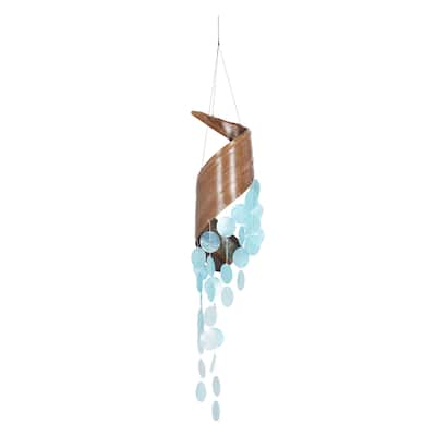 Shell Spiral Waterfall Windchime - Teal - Roche River Decor
