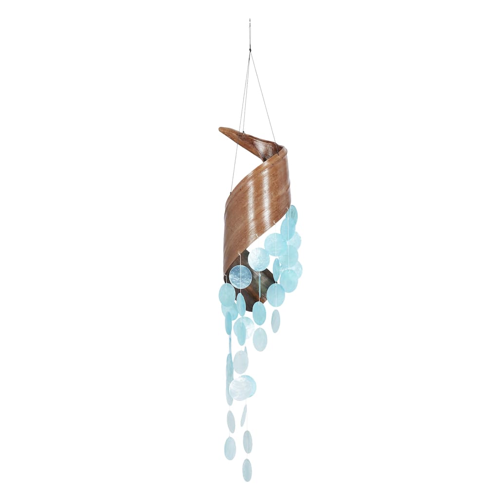 Shell Spiral Waterfall Windchime - Teal - Roche River Decor