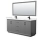 preview thumbnail 5 of 45, Strada 72-Inch Double Vanity Set, Cultured Marble Top, 70-Inch Mirror Dark Gray, Black Trim, Carrara Cultured Marble Top