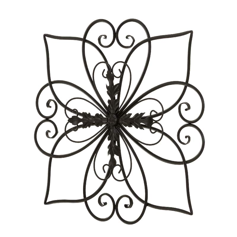 Glitzhome 20"L/ 23.5"L Traditional Iron Scroll Garden/Home Wall Decor