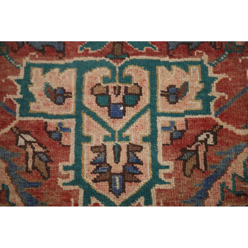 Hand Knotted Oriental 100% Wool Carpet Traditional Medallion Red Heriz Area Rug - 11' 2'' X 8' 3''