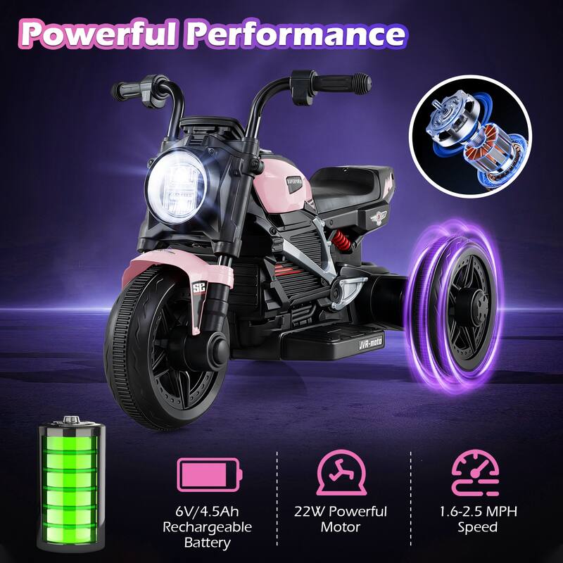 Gymax 6V Kids Motorcycle w/Song Story LED Headlights Accelerator