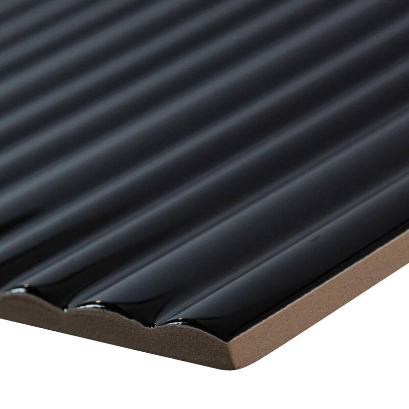 Merola Tile Crown Heights Rubik Glossy Black 5-7/8" x 11-3/4" Ceramic Wall Tile