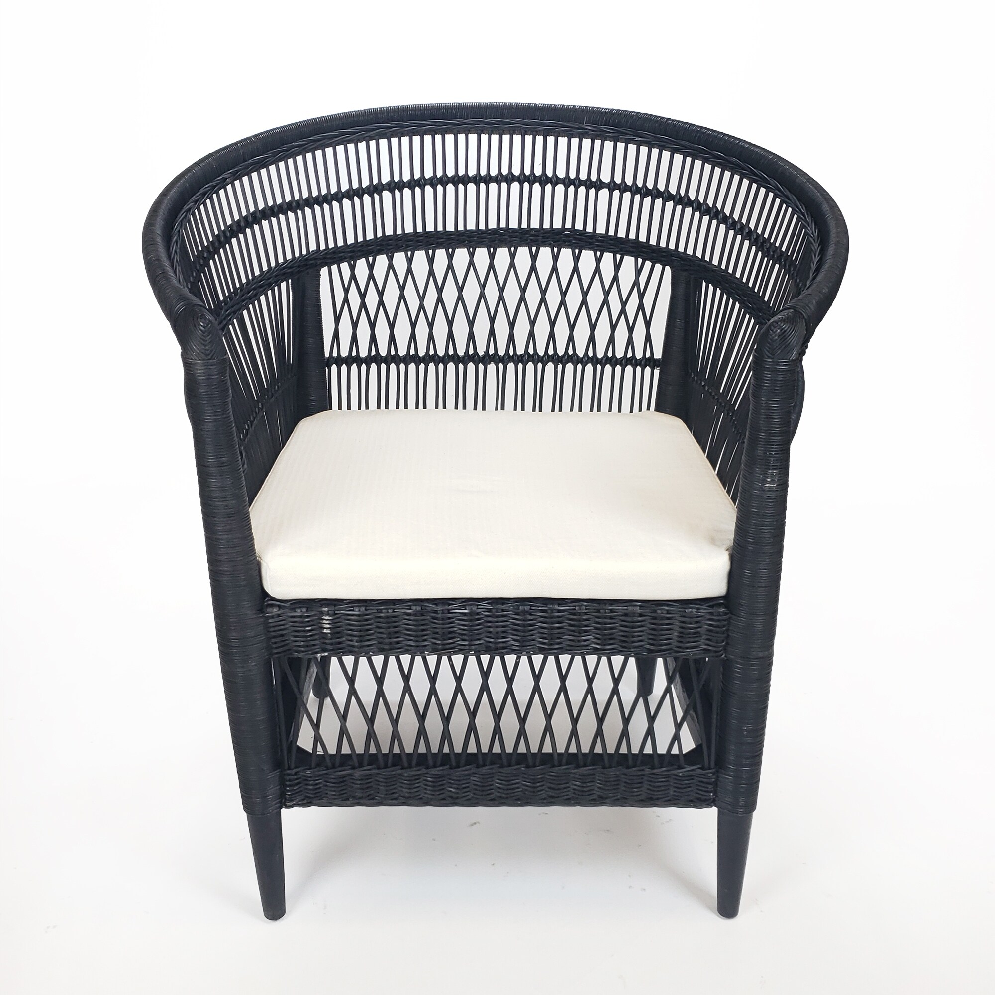 Warehouse of Tiffany Symka Curved Back Woven Rattan Armchair with