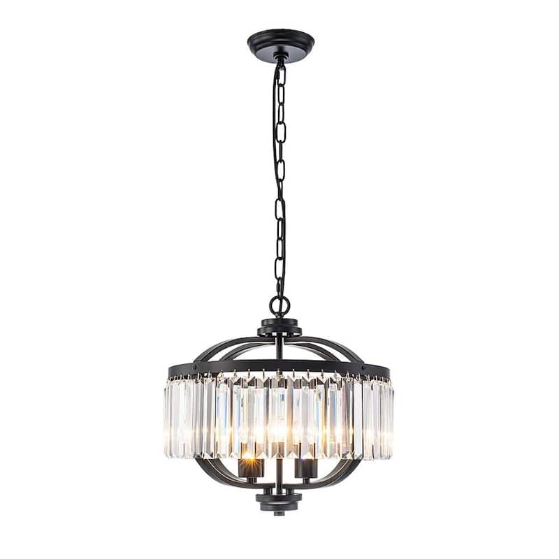 Vintage Luxury 4-Light Sparkle Crystal Round Cage Chandelier