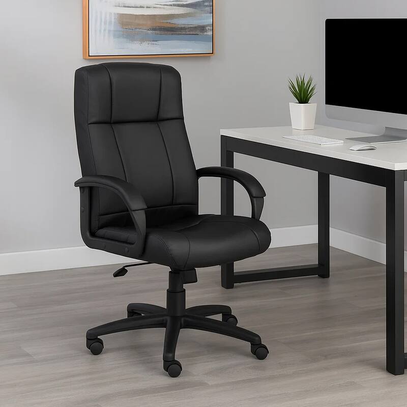 Ruia Executive High Back Office Chair, Black Soft Vinyl, Lumbar Support