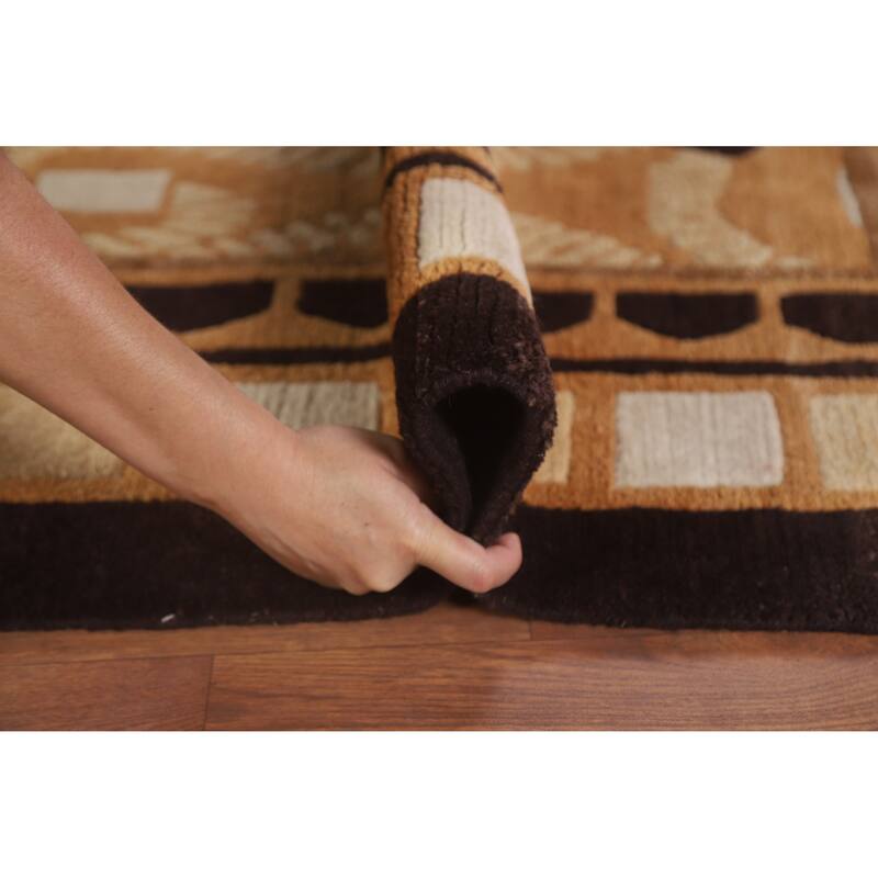 All-Over Nepalese Oriental Large Rug Hand-knotted Wool Carpet - 10'9" x 15'0"