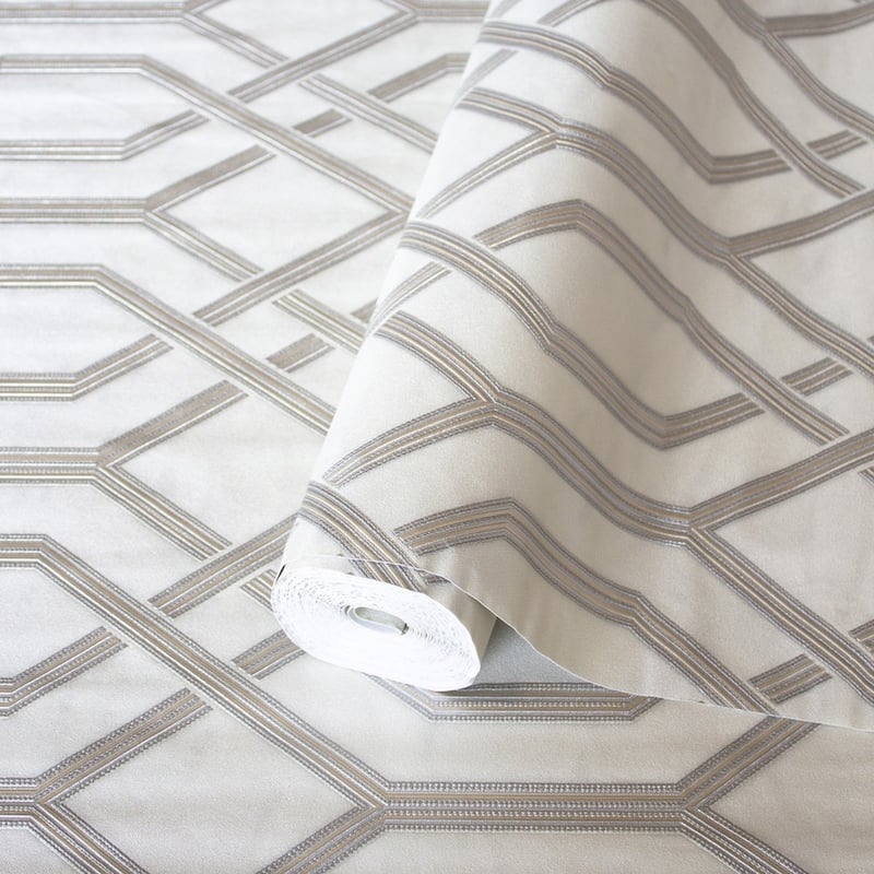 Modern Flocked Geometric Embossed Wallpaper